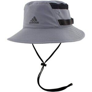 ⚡Adidas Men Grey/Black/3 100% Polyester Victory Outdoor Sun Athletic Bucket Hat